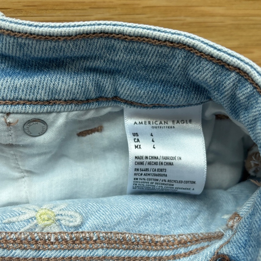 Embroidered Flower Light Blue Denim Shorts - Picture 2 of 3